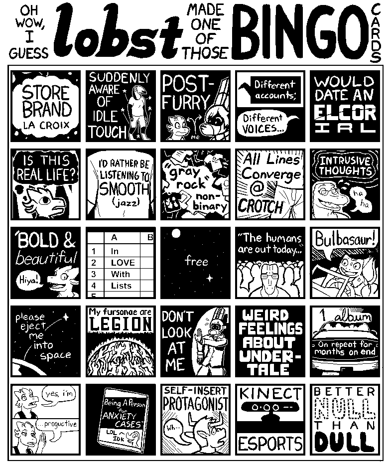 Oh wow, I guess lobst made one of those bingo cards